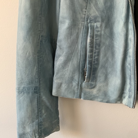 Distressed leather bomber jacket- WORN ONCE - Picture 7 of 7